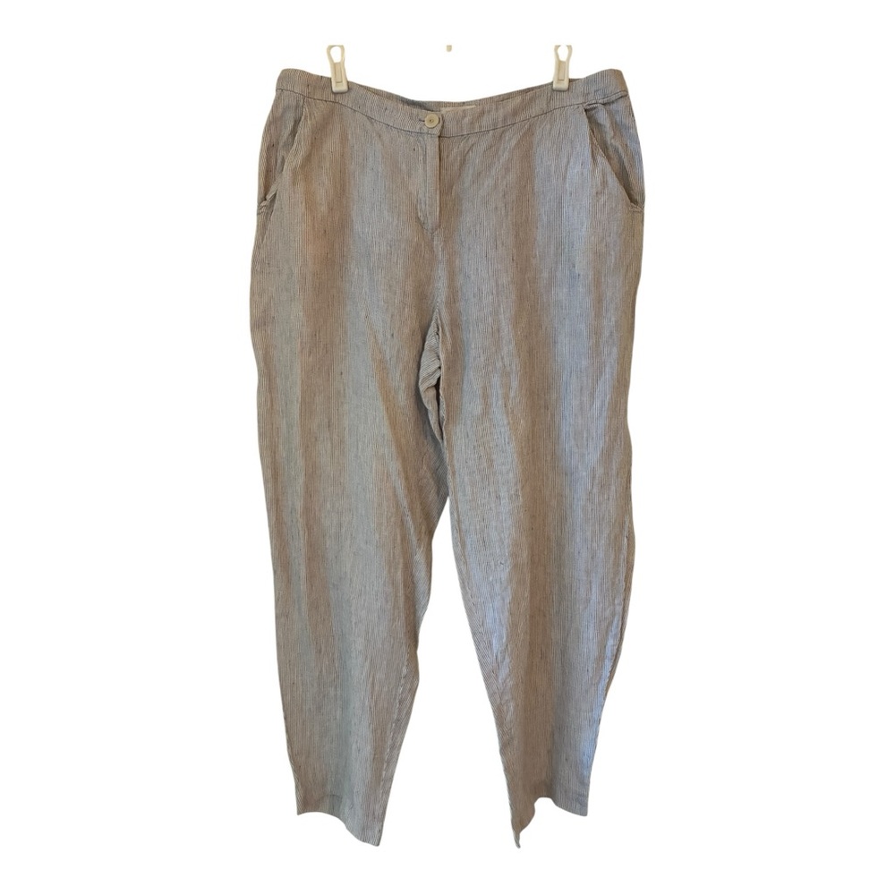 Eileen Fisher Striped Organic Linen Crinkle Lantern Pant Size Medium - Picture 3 of 7